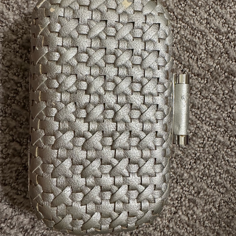 Silver Woven Party Clutch
